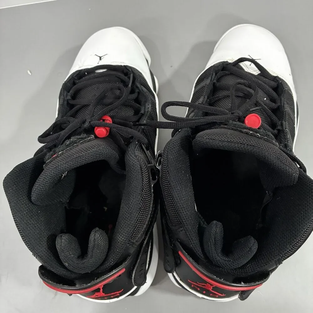Nike Air Jordan 6 Rings Men's 10.5 Patent Bred Black Red White Shoes 322992-067